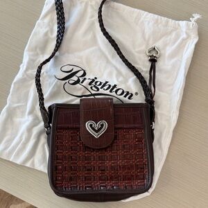 Brighton Dark Brown Woven Crossbody Bag